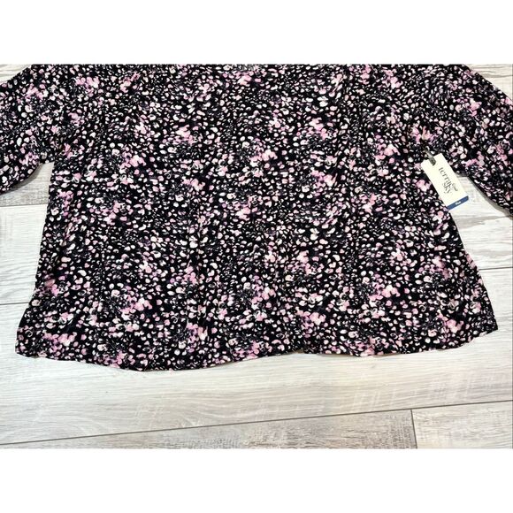 Terra & Sky full figure black floral blouse plus size 0X 14W - Picture 5 of 11